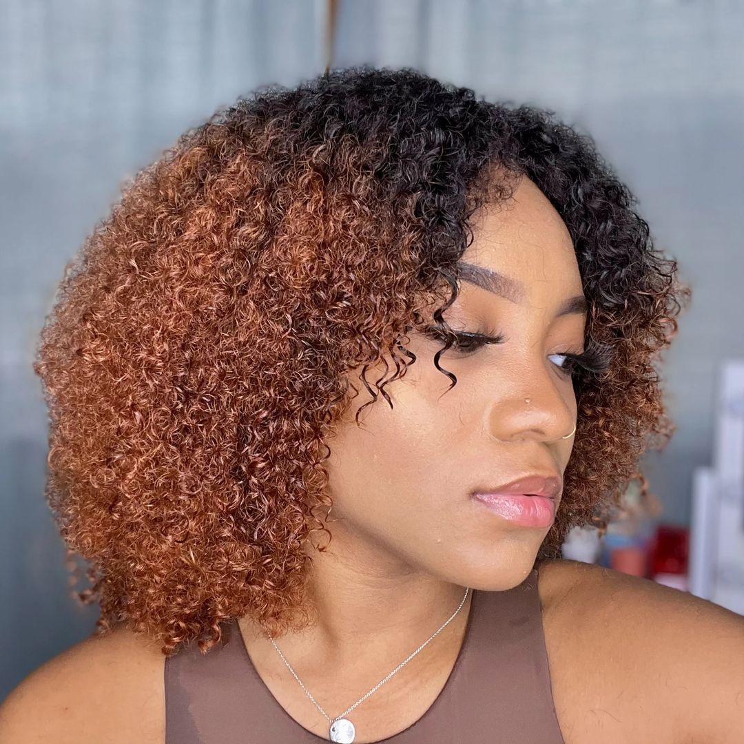 Perruques afro bouclées noires naturelles sans colle en V, densité de 180 %, 100 % cheveux humains