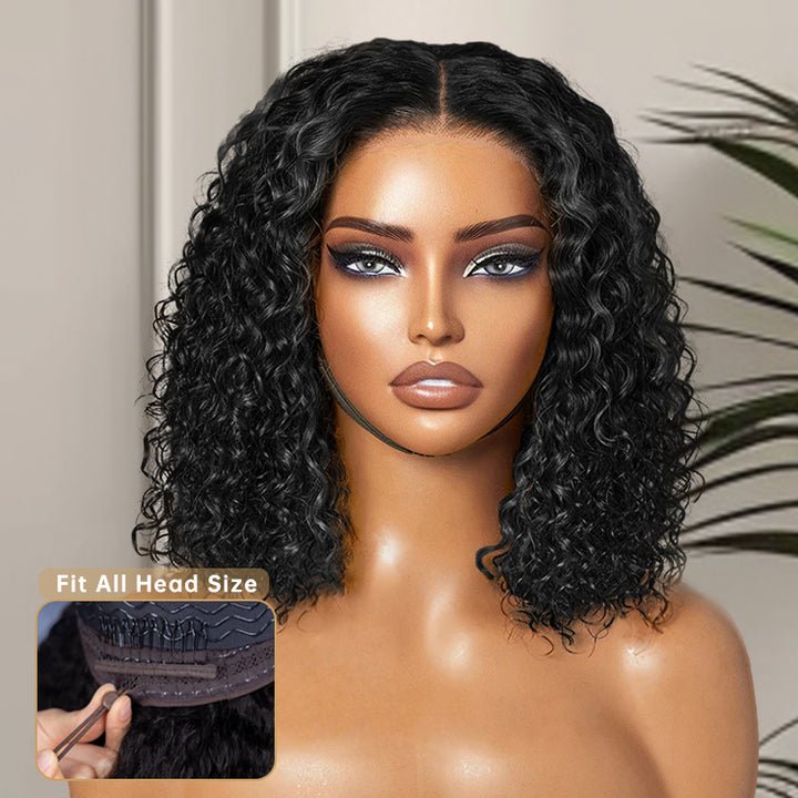 FlexCap Wear & Go Deep Curly 7x5 Pre-Everything & Transparent Lace Flexi-Fit Invisi Drawstring Cap Glueless Wig
