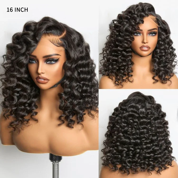 4x4/7x5 Lace Bouncy Wand Curly Glueless Wig 100% Human Hair