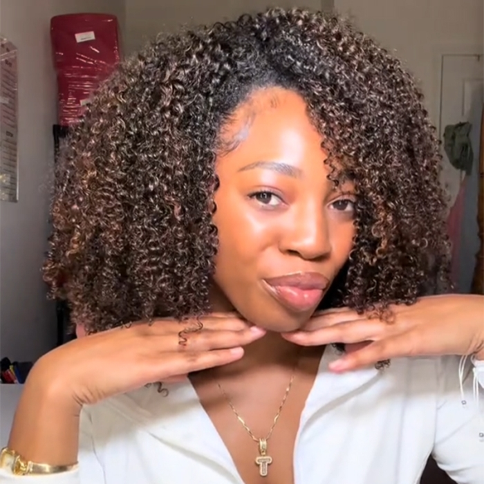 4x4/7x5 Lace Cocoa Spice Layered Cut Afro Curly Pre-Everything Glueless Wig