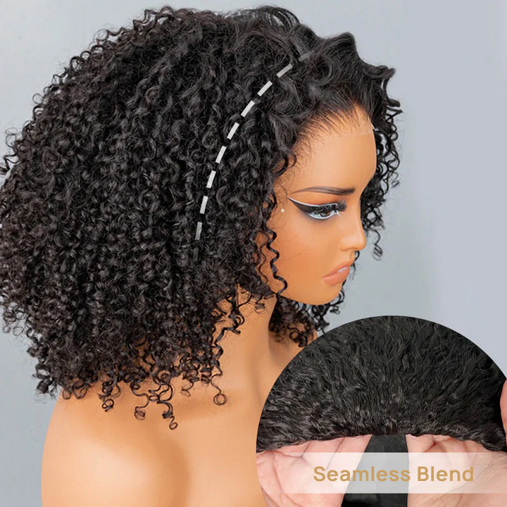 3 IN 1 HALF WIG Layer Cut Kinky Curly Half Wig Draw-strings Flip Over Wig