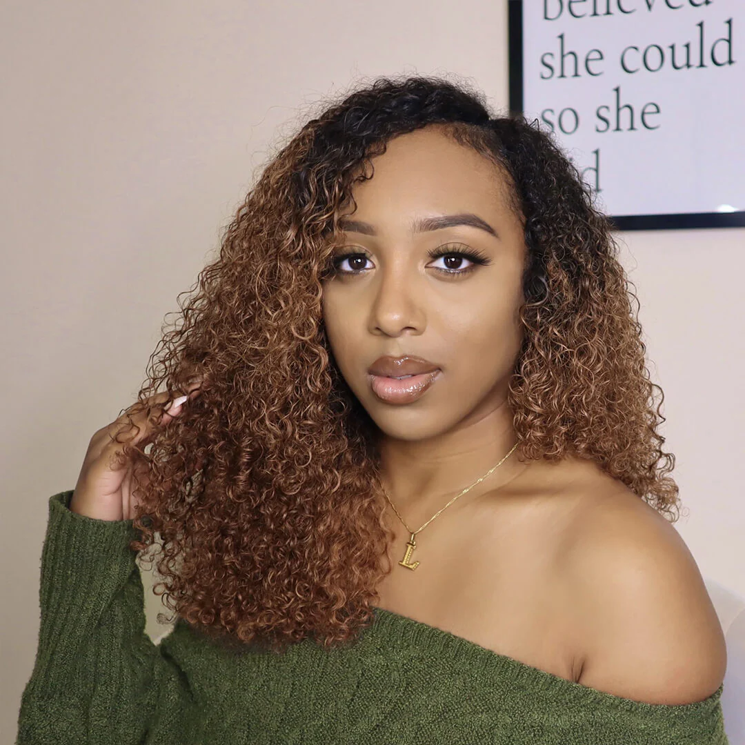 Perruques afro bouclées noires naturelles sans colle en V, densité de 180 %, 100 % cheveux humains