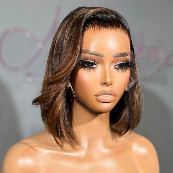 4x4/7x5 Lace Hazel Sleek Straight Glueless  Bob Wig 100% Human Hair