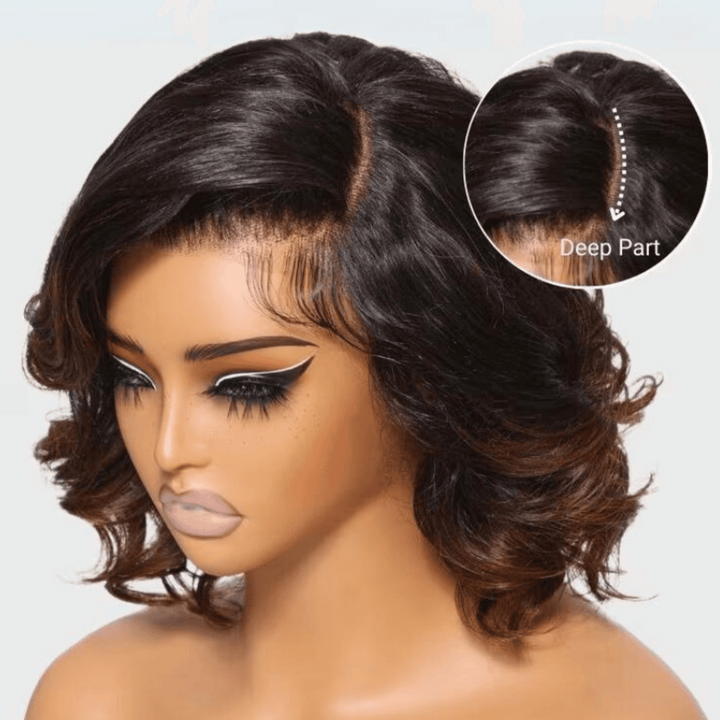 Chestnut Brown Ombre 7x5 Pre-Cut Lace Spiral Curls Glueless Pre Everything Wig