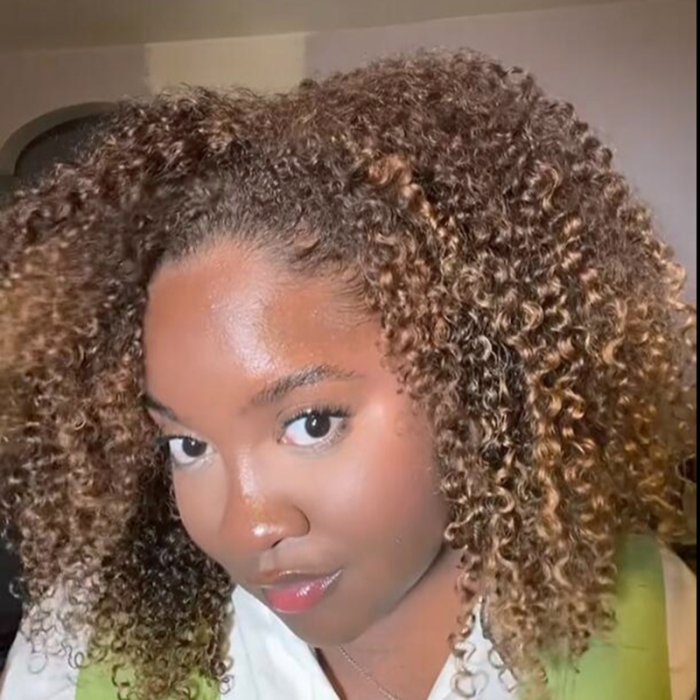 4x4/7x5 Lace Golden Toffee Afro Curly Pre-Everything Glueless Wig