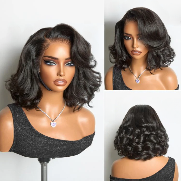 Pre-Max 13x4 Frontal Lace Loose Body Wave Short Bob Glueless Wig 100% Human Hair
