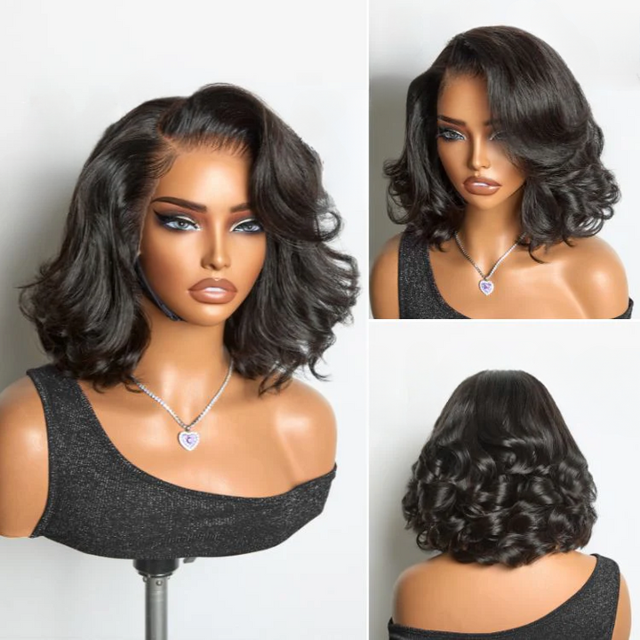 Pre-Max 13x4 Frontal Lace Loose Body Wave Short Bob Glueless Wig 100% Human Hair