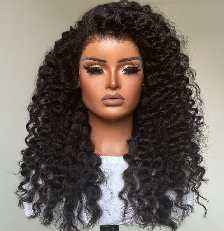 4x4 Lace Fluffy Wand Curls With 4C Kinky Edges Glueless Wig