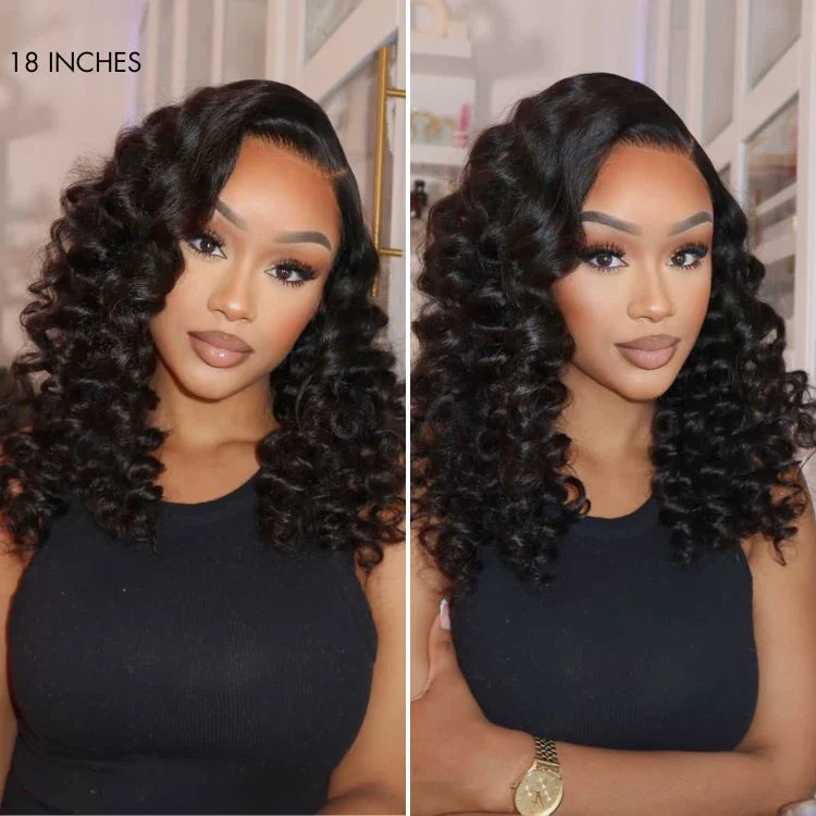 4x4/7x5 Lace Bouncy Wand Curly Glueless Wig 100% Human Hair