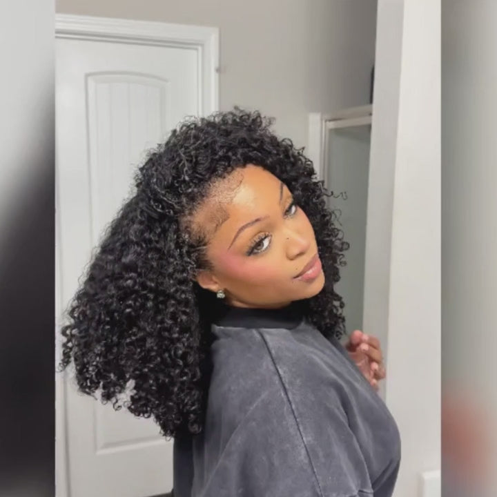 3 IN 1 HALF WIG Coily Curly Half Wig Seamless Flip Over Wig