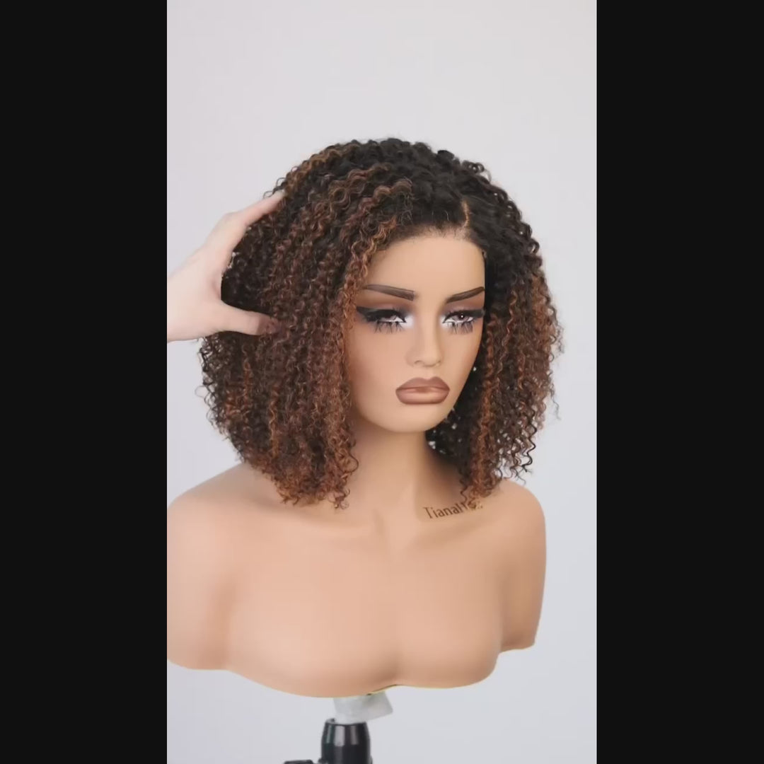 4x4/7x5 Lace Cocoa Breeze C Part Afro Curly Pre-Everything Glueless Wig