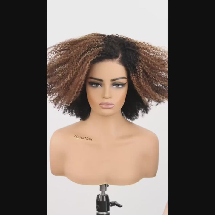 4x4/7x5 Cinnamon Pop Glueless Afro Curly C Part Wig Pre-Everyhthing Wear Go Glueless Wig