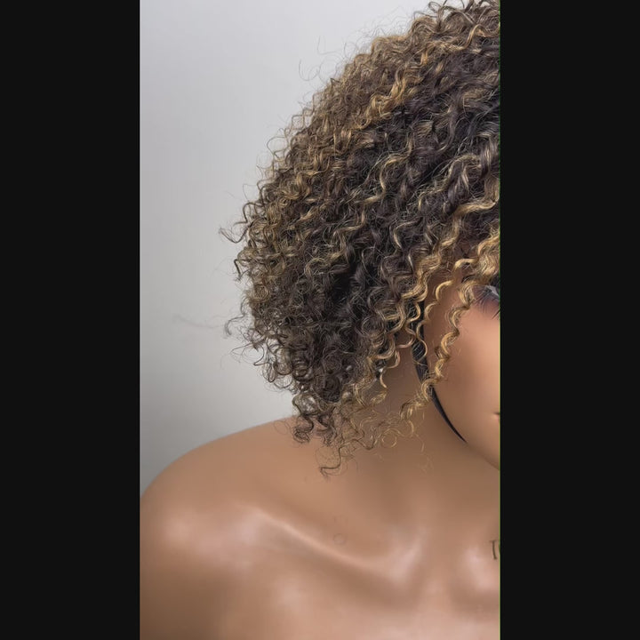 Honey Blonde Highlight 4X4 Lace Wear And Go Glueless Classic Short Wig