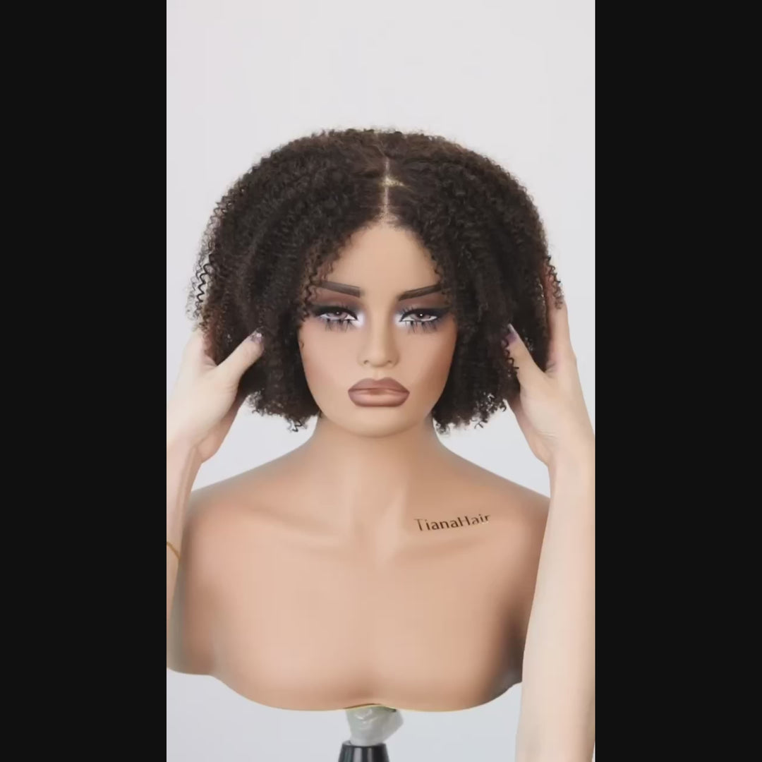 4x4 Lace Afro Curly Brown Sugar Layers Pre-Everyhthing Wear Go Glueless Bob Wig