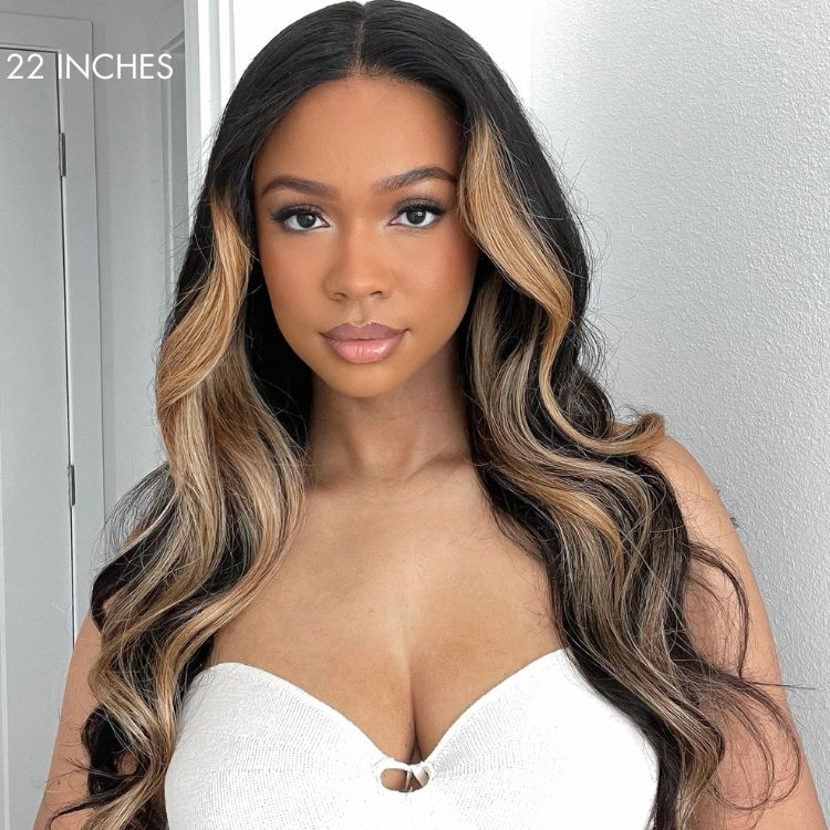 TianaHair Blonde Highlights Body Wave Pre-Max 13x4 Lace Wear Go Glueless Wig.