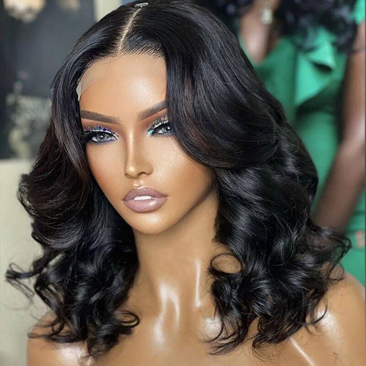 Gorgeous Natural Black Loose Wave 6x4 Lace Glueless Pre-everything Ready to Go Short Wig