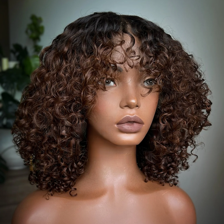 4x4/7x5 Lace Umber Glow Water Wave with Bangs Pre-Everything Wear Go Glueless Wig