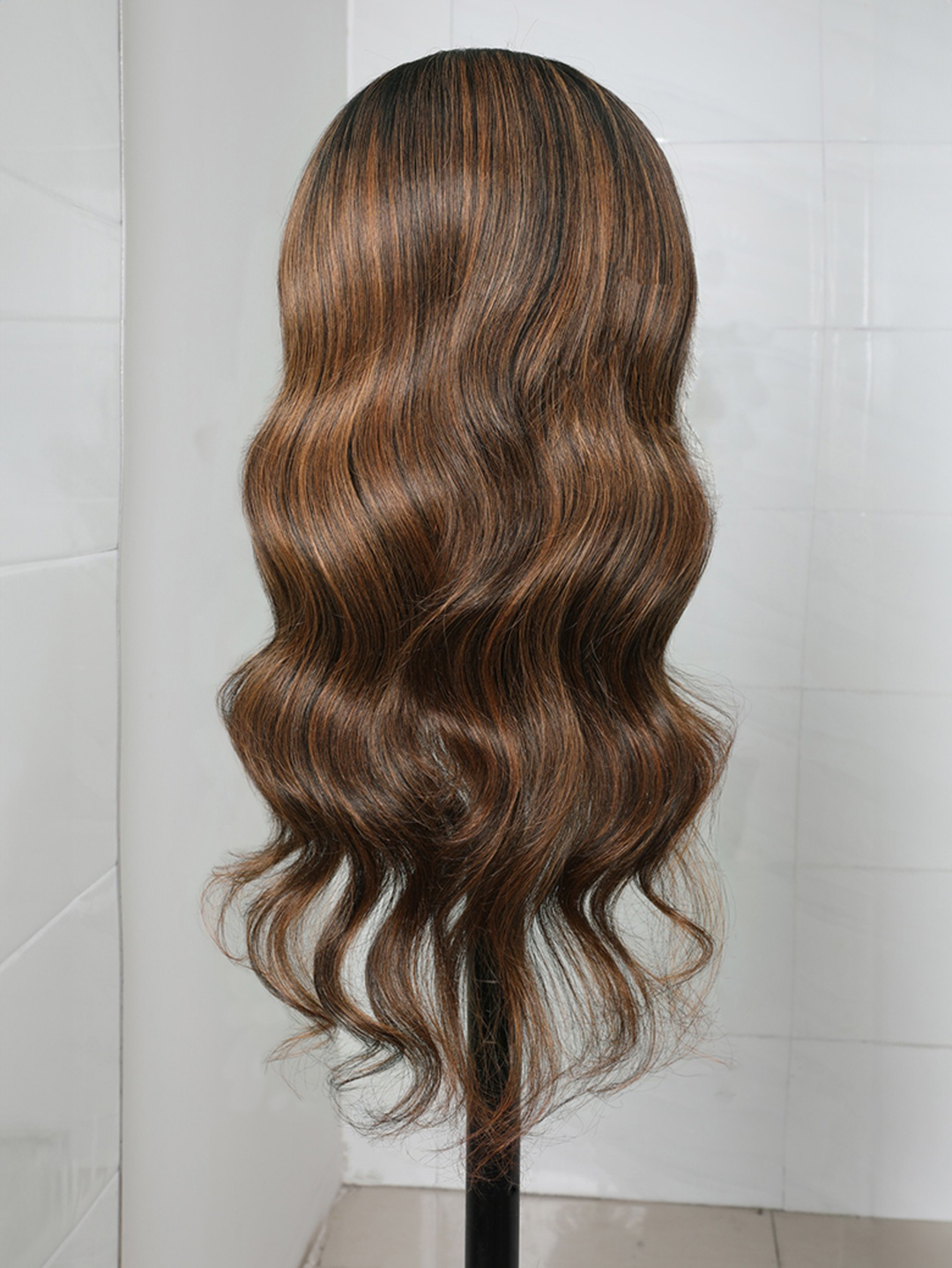 TianaHair Highlight Brown Body Wave No Lace Glueless Long Headband Wig 150% Density 100% Human Hair.