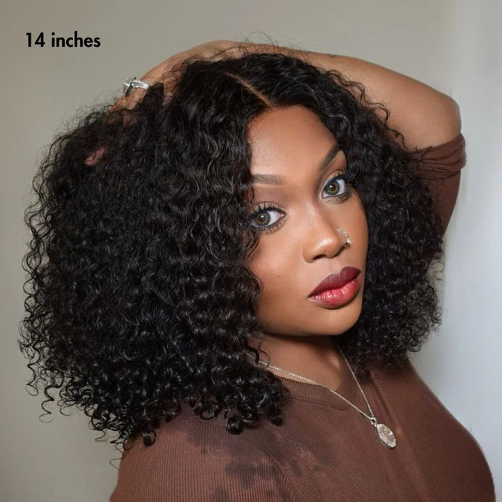 Perruque Afro Kinky Curly 6x4 pré-assemblée et transparente en dentelle sans colle 