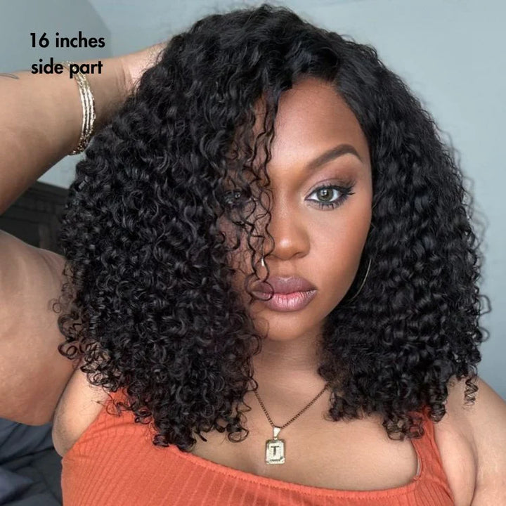 Perruque Afro Kinky Curly 6x4 pré-assemblée et transparente en dentelle sans colle 