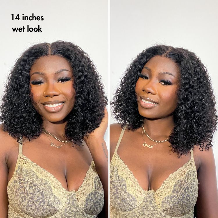 Perruque Afro Kinky Curly 6x4 pré-assemblée et transparente en dentelle sans colle 