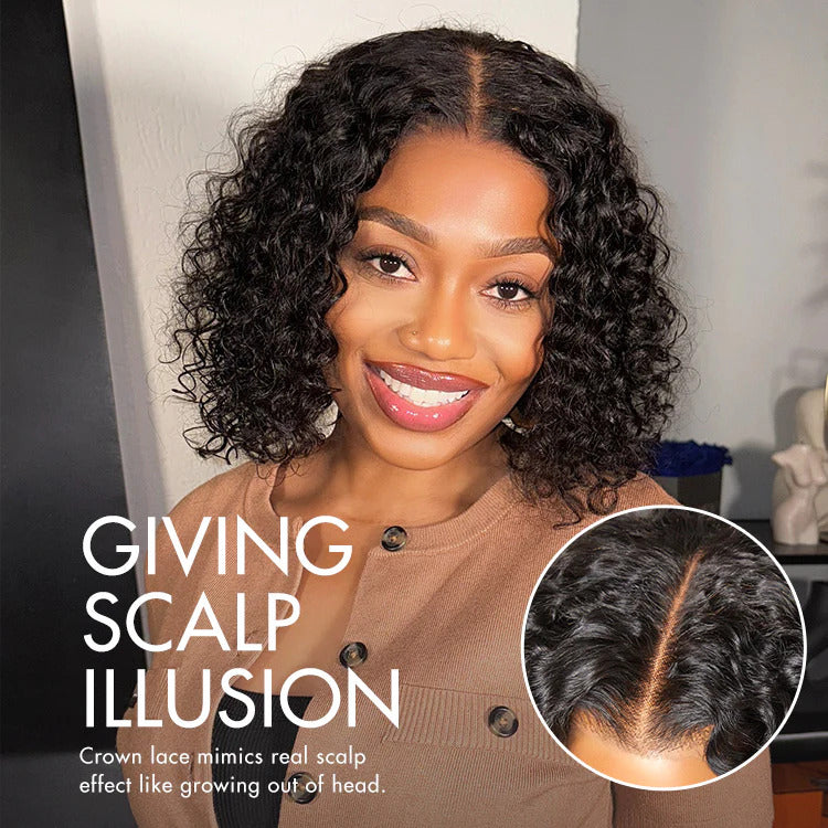 FlexCap Wear & Go Deep Curly 7x5 Pre-Everything & Transparent Lace Flexi-Fit Invisi Drawstring Cap Glueless Wig