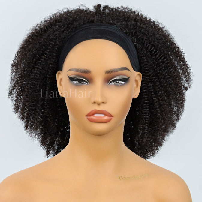 Afro Kinky Curly Glueless No Lace Wig 100% Human Hair