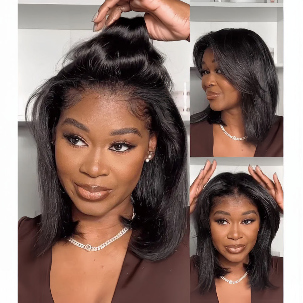 TianaHair Yaki Straight 6x4 Transparent/HD Lace Wear Go Glueless Wig With Pre Bleached Tiny Knots.