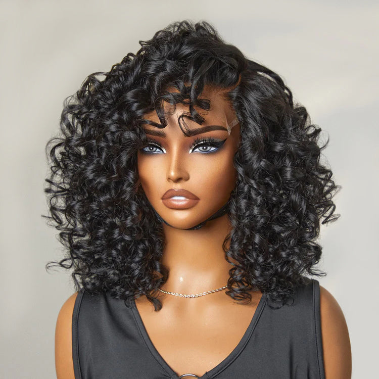 Bouncy Left C Part 6x4 Lace Natural Black Loose Wave Wear Go Glueless Wig 