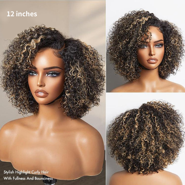 Honey Blonde Highlight 6X4 Lace Wear And Go Glueless Classic Short Wig