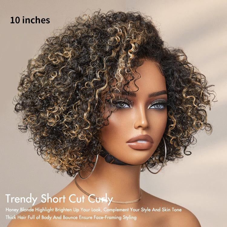 Honey Blonde Highlight 6X4 Lace Wear And Go Glueless Classic Short Wig