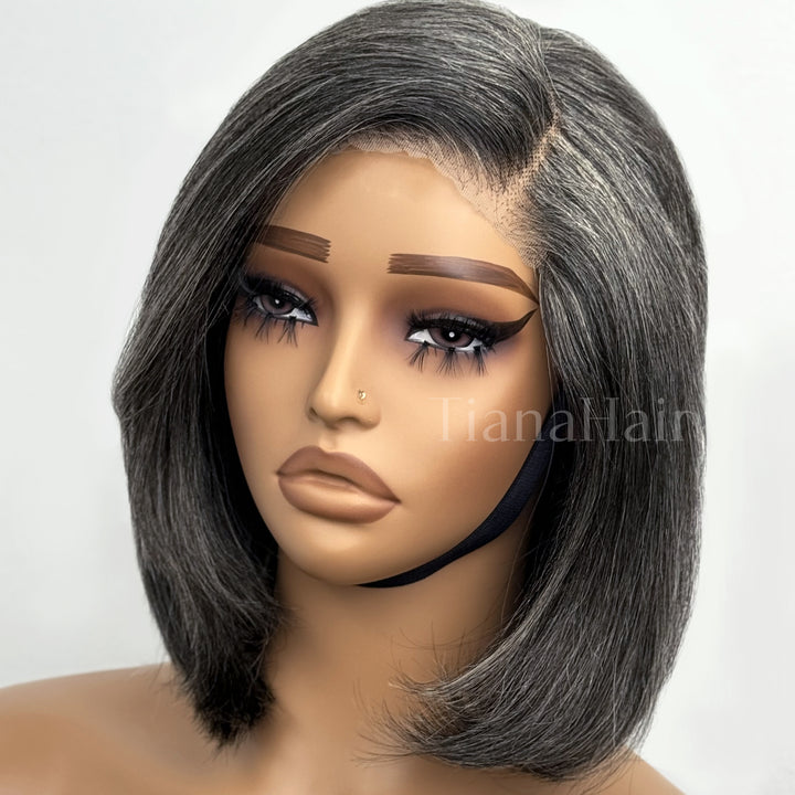 Boss Vibe Salt & Pepper 6x4 Lace Layered Bob Glueless Pre-Everything Wig