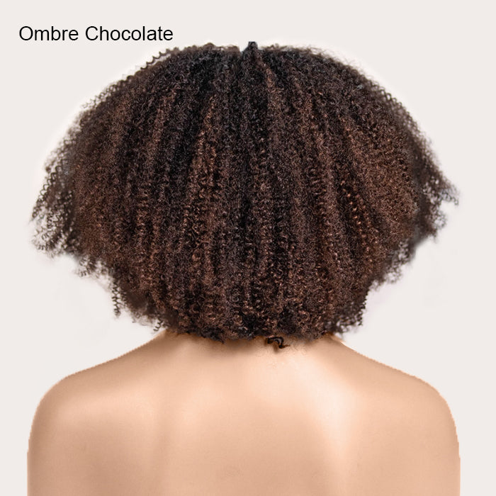 TianaHair Afro Kinky Curly Ombre Chocolate 6x4 Pre-Plucked & Transparent Lace Wear Go Glueless Wig.