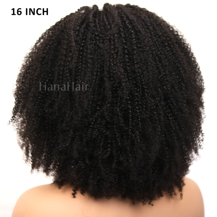 Perruque Afro Kinky Curly 6x4 pré-assemblée et transparente en dentelle sans colle 