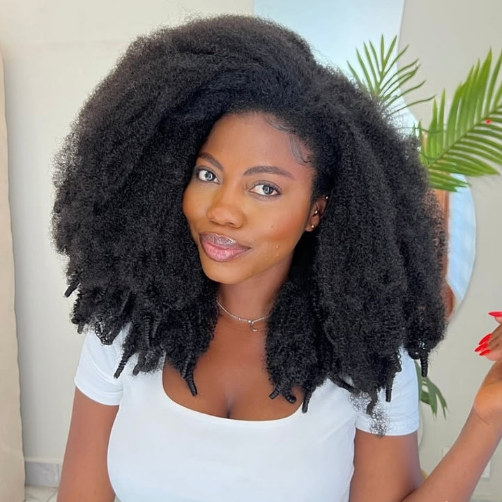 4x4/7x5 Lace Afro Kinky Blowout Glueless Wig 100% Human Hair