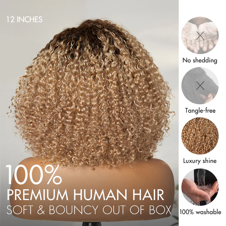 Ombre Ash Blonde 6x4 Lace Kinky Curly Wear And Go Glueless Wig