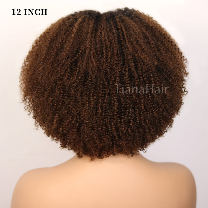 Afro Kinky Curly Ombre Chocolate 6x4 Pre-Everyhthing & Transparent Lace Wear Go Glueless Wig