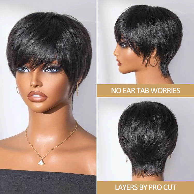 Throw On & Go Short Cut with Bangs Wig Glueless Wig