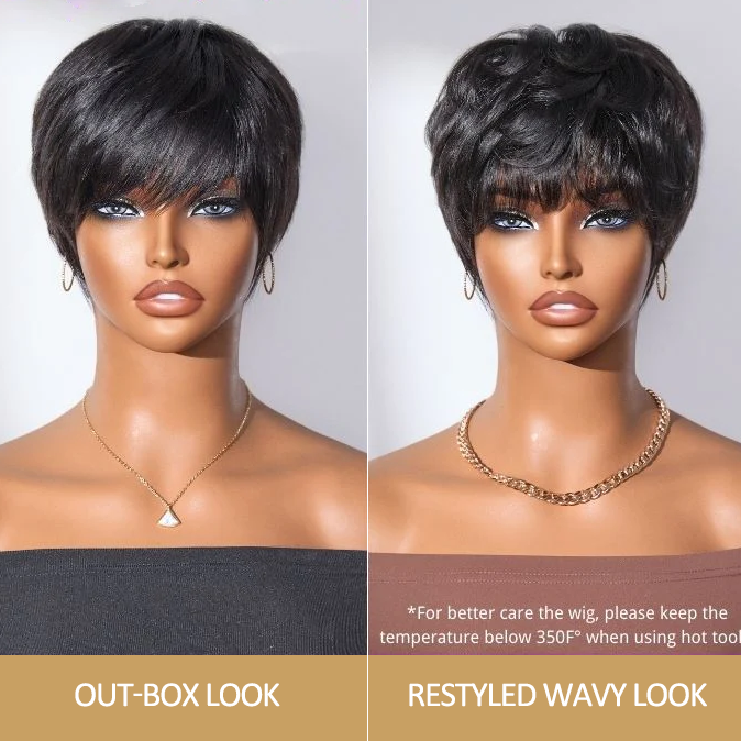 Throw On & Go Short Cut with Bangs Wig Glueless Wig