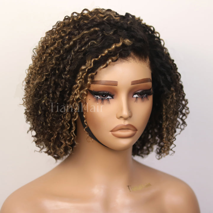 Honey Blonde Highlight 6X4 Lace Wear And Go Glueless Classic Short Wig