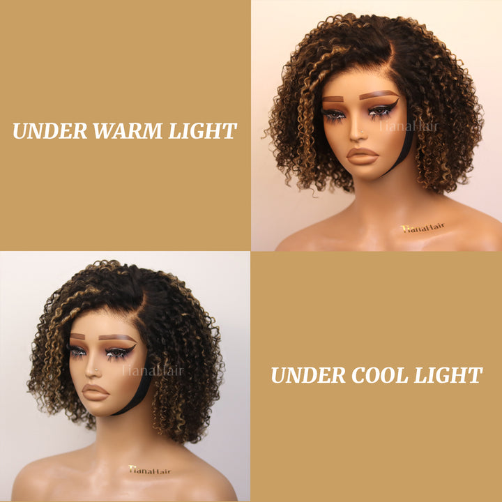 Honey Blonde Highlight 6X4 Lace Wear And Go Glueless Classic Short Wig