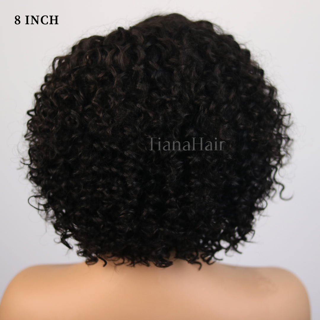 Trendy Short Cut Curly 6x4 Closure Lace Put On And Go Glueless Left Side Part Wig 100% Human Hair