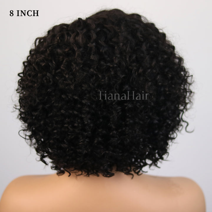 Trendy Short Cut Curly 6x4 Closure Lace Put On And Go Glueless Left Side Part Wig 100% Human Hair