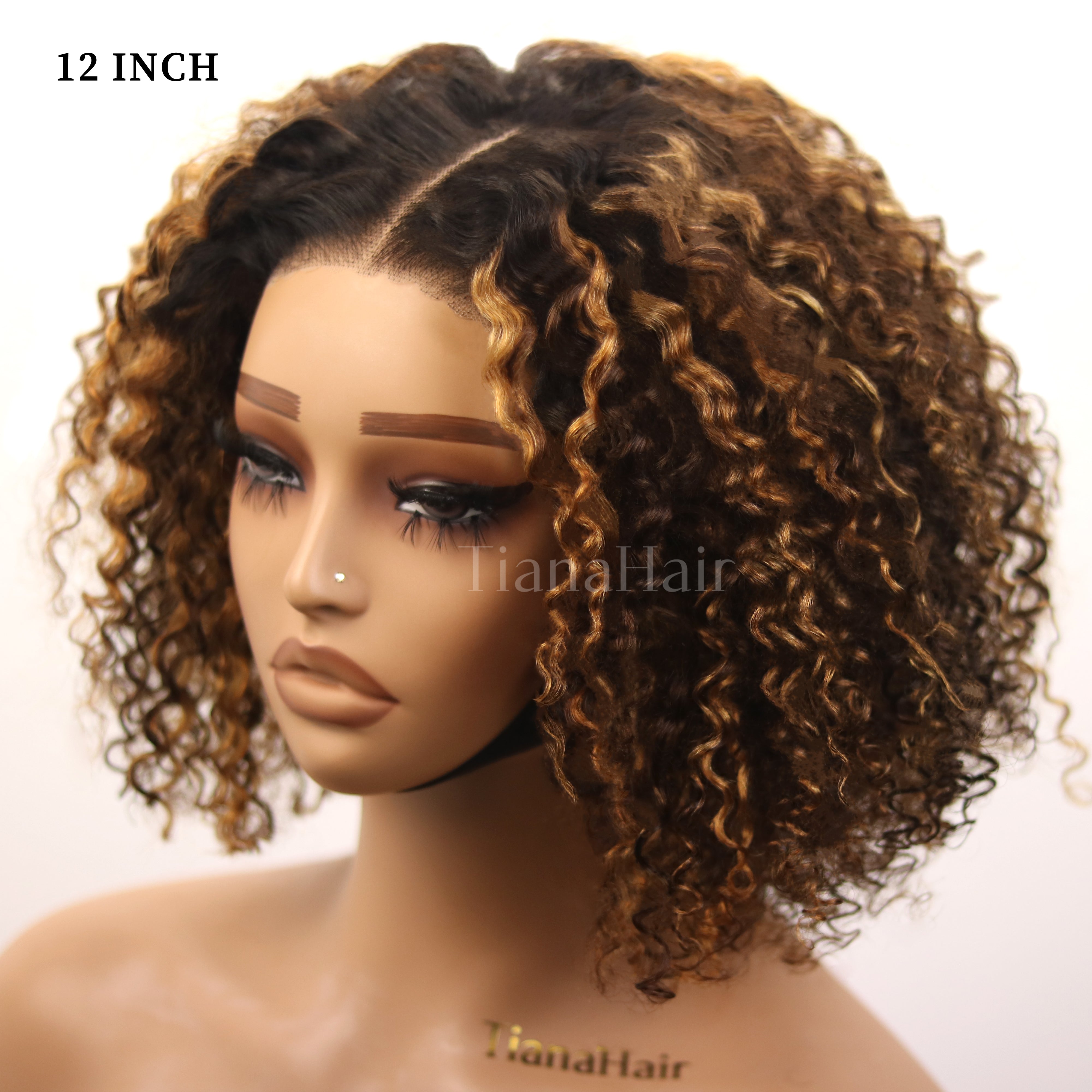 [Black Friday Flash Sale] Ombre Blonde Highlight Deep Curly Glueless 4x4 Lace Wig Ready To Go 100% Human Hair