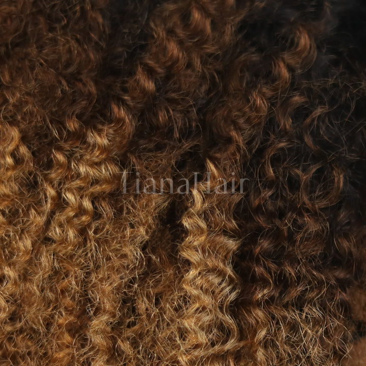 6x4 Transparent Lace Afro Kinky Curly Ombre Blonde Pre-Everyhthing Wear Go Glueless Wig