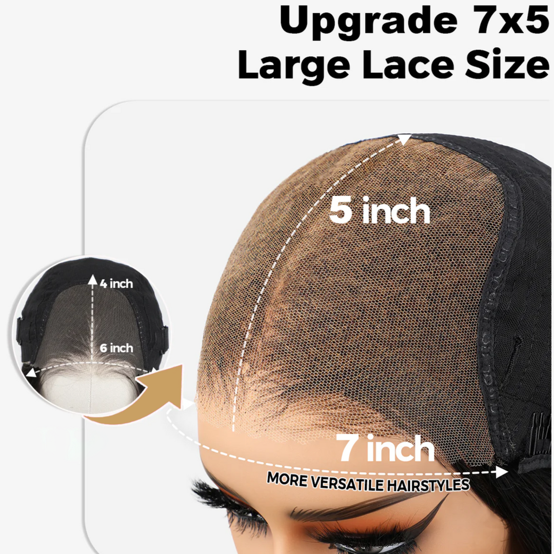 FlexCap Wear & Go Brown Highlight Afro Kinky Curly 7x5 Pre-Everything & Transparent Lace Flexi-Fit Invisi Drawstring Cap Glueless Wig