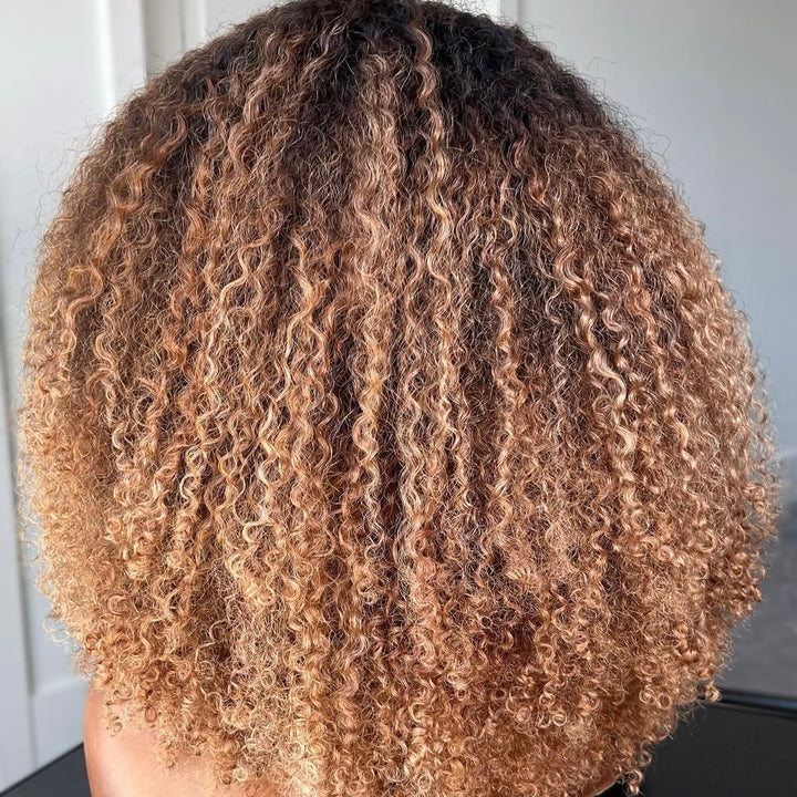 4x4/7x5 Lace Honey Drip Afro Curly with Layered Bangs Pre-Everything Wear Go Glueless  Wig