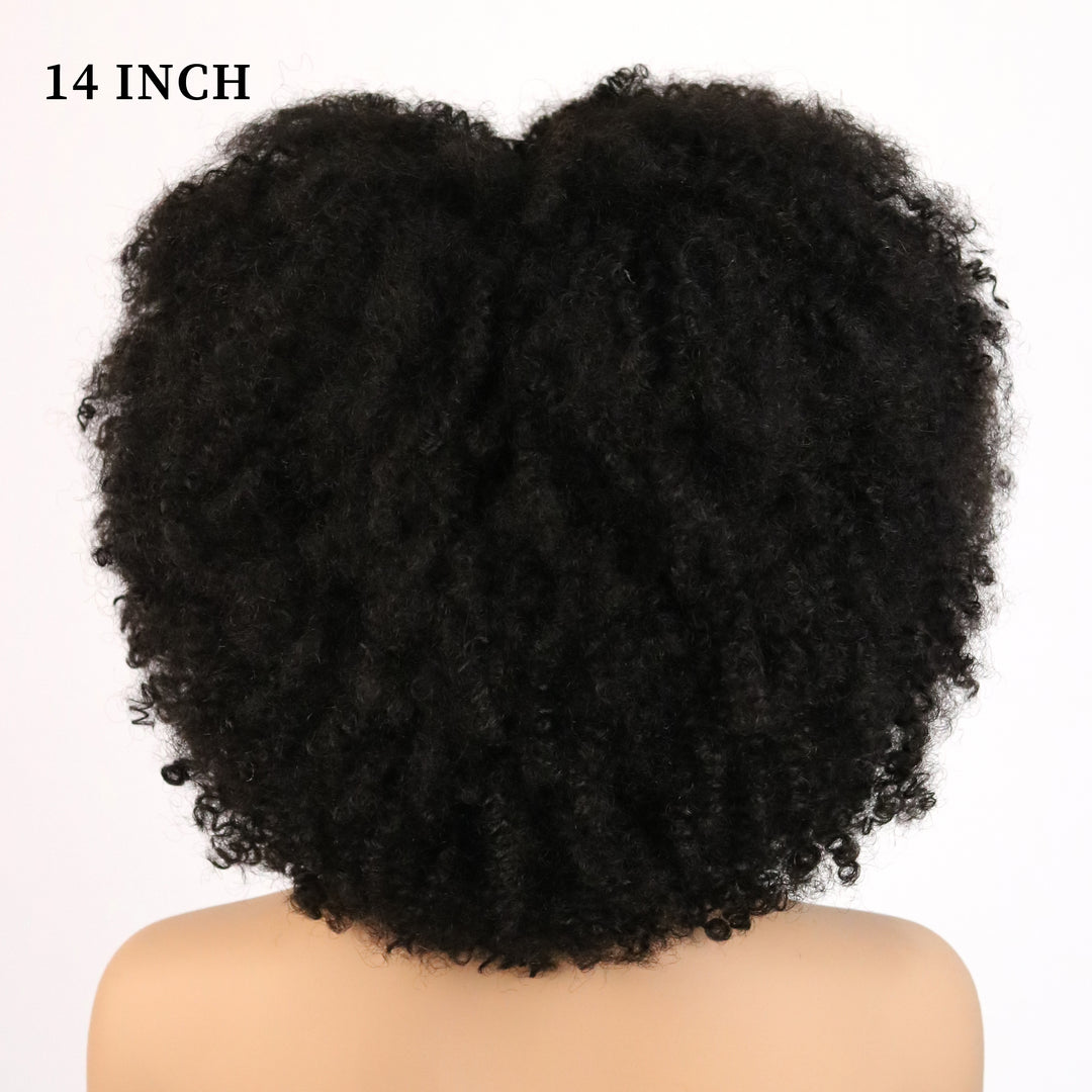 Kinky Curly Glueless No Lace Stirnband Lange Perücke 100 % Echthaar
