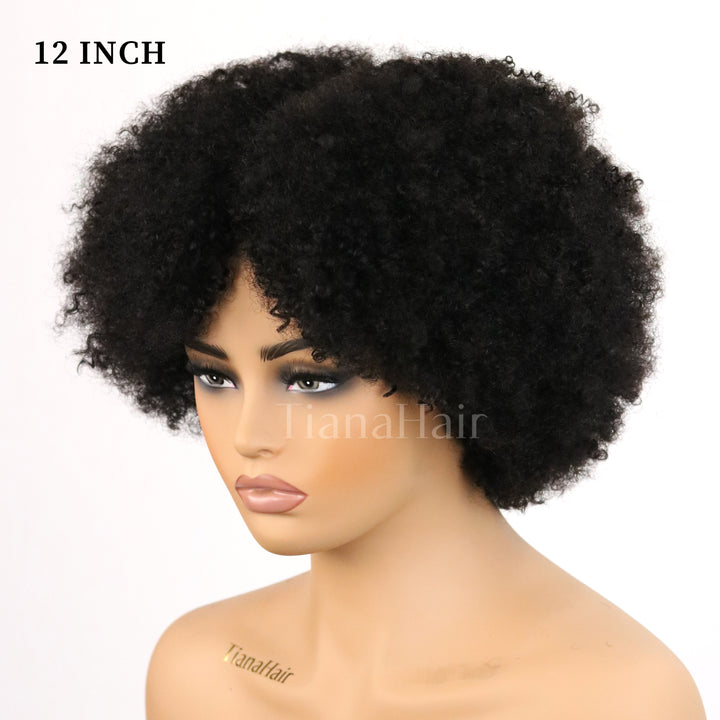 Kinky Curly Glueless No Lace Stirnband Lange Perücke 100 % Echthaar