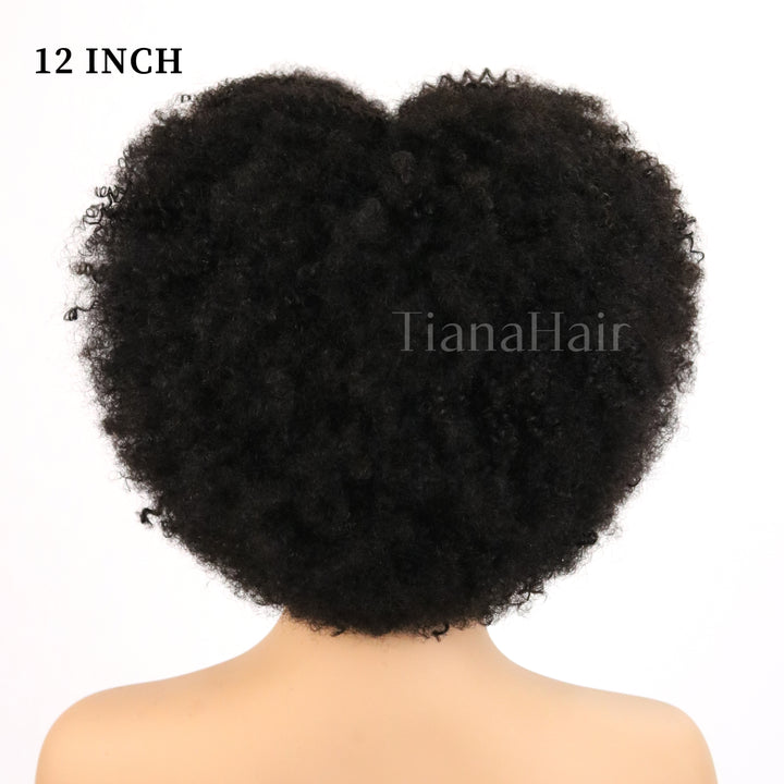 Kinky Curly Glueless No Lace Stirnband Lange Perücke 100 % Echthaar
